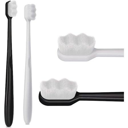 2 st Extra Mjuka Mikro Nano Tandborstar för Känsliga Tandkött, Mjuk Tandborste med 10000 Mjuka Borststrån Steril Fiber Vuxen Tandborste