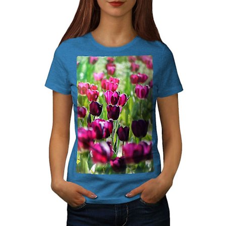 Tulp Field Photo Kvinnor Royal Bluet-shirt