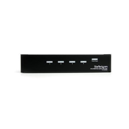 StarTech 4 Port HDMI Video Splitter w/ Audio - Videosplitter - 4 x HDMI + 4 x lyd - stasjonær