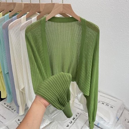 Stickad cardigan Ice Silk Sjal GRÖN