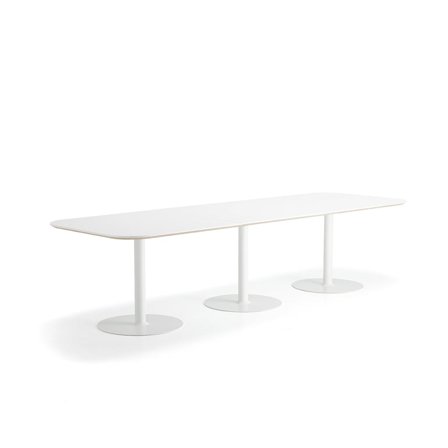 Table METRIC, rounded corners, 3000x1000x720 mm, white