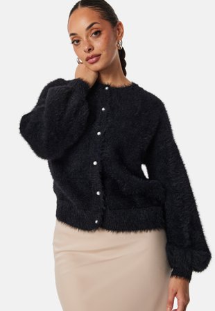 BUBBLEROOM Fluffy Knitted Pearl Cardigan Klær