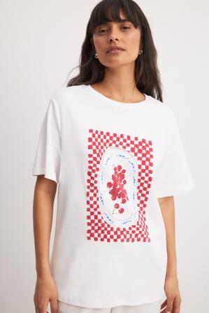 Kezia Cook x NA-KD T-shirt oversize en jersey à imprimé - T-Shirts - Blanc - M (EU 38-40)