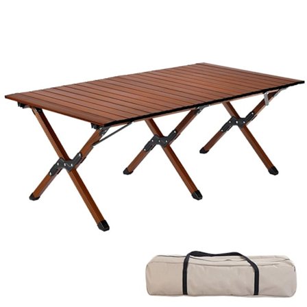 Campingbord i aluminiumlegering 4-6 personer roll-up lätt picknickbord med stor bordsskiva och bärbar handväska (120cm)