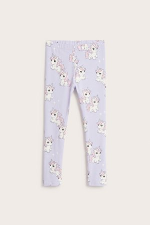 Kappahl | Mönstrade leggings i bomullstrikå Ljuslila 116 | Barn
