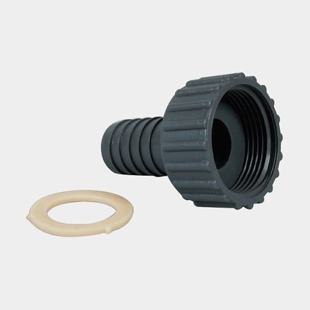 Slangadapter till avlopp Barka PG1425, 1 1/4" G (BSP) (invändig) / 25 mm (1") slang, plast, grå