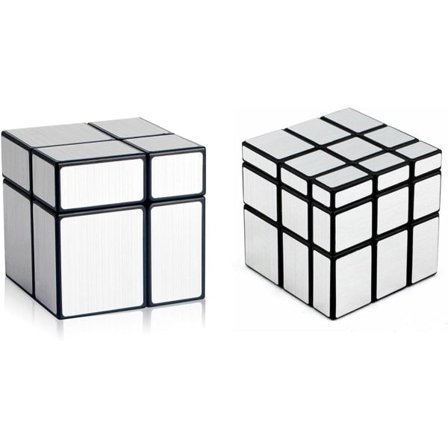 Magic Cube 2x2x2 3x3x3 Palikkakuutio Peilikuutiopaketti Epäsäännöllinen Speedcube Epätasainen 3D-palikkakuutiolelut Hopea (2 kpl)