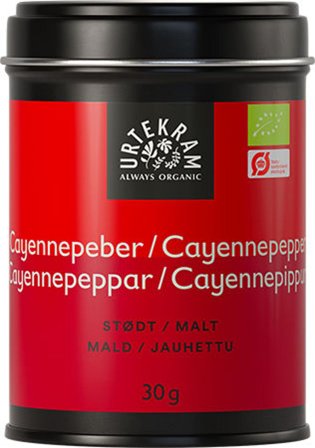 Urtekram Cayennepeber Ø, Helse & Madvarer, Krydderier, Peber