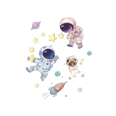 Fjerningbar veggklistremerke søt romdesign tegneserie astronaut bakgr