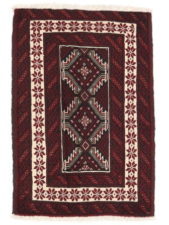 Hand Knotted Persian Baluch Rug 64X94 Black/Dark Red