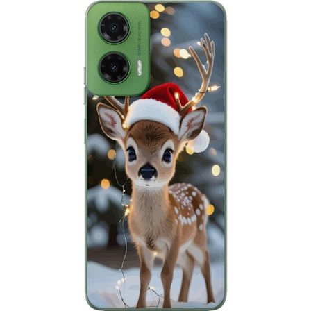 Kompatibel Mobilcover til Motorola Moto G35 Sød rensdyr med nissehue og lyskæde jule rensdyr sød vinter festlig kawaii ferie snehygge kunst