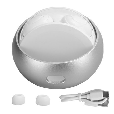 Bluetooth 5.0 öronsnäckor Mini In‐Ear Sports öronsnäckor Vattentät 3D Stereo Trådlösa hörlurar Vit