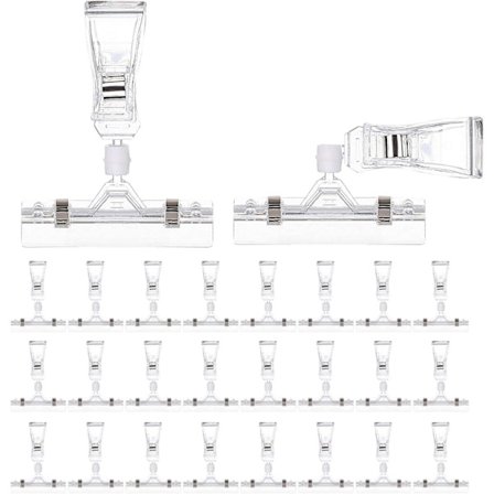 25-pakning med etikettholdere i plast og metall, prislapper for detaljhandel, klipsbare kurvetiketter for oppbevaringsbeholdere