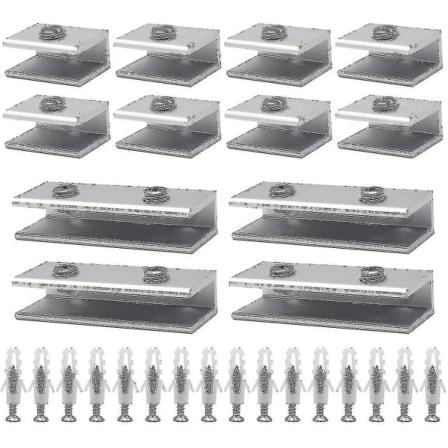 Glassklemme, 12 stk Glassbraketter Glasshengsel Aluminium Glasshyllestøtte Solid glassklemmehylle Adaptiv 6-8mm
