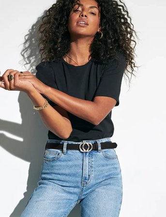 ONLY Onlrasmi Faux Leather Jeans Belt Noos - Black - 80