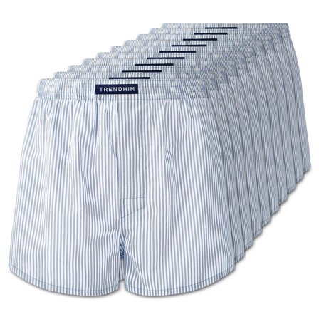 S - AirFeel | Lot de 10 caleçons en coton blanc à rayures avec ceinture élastique recouverte pour hommes