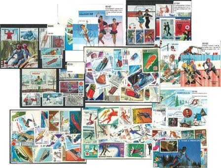 Vintersport - 9 frimærkepakker samlet
