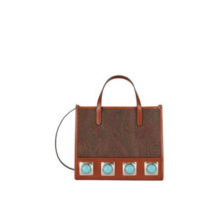 Etro, Paisley shopping bags with nails Bruin, Dames, Maat:ONE Size,stof