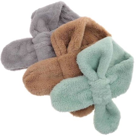 Barn Fuzzy Skjerf Vinter Varmebeskyttelse Grå Rektangulær Skole Vandring 3 stk