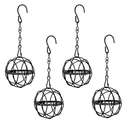 4 stk. federe til fedtkugler - ophæng til fuglefoder - metalholder til fedtkugler med kroge til udendørs havefugle og -dyr