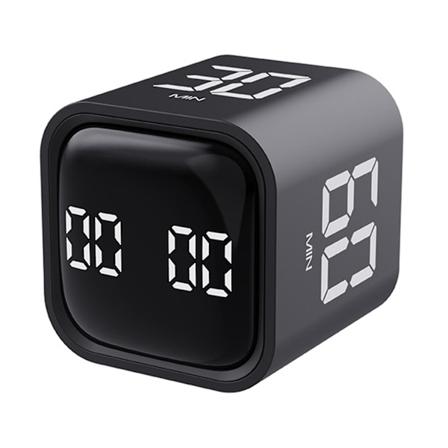 Produktivitetskubetimer med tyngdekraftsensor, LED-skjerm, 4 forhåndsinnstilte tider, to moduser, tidsstyring Black