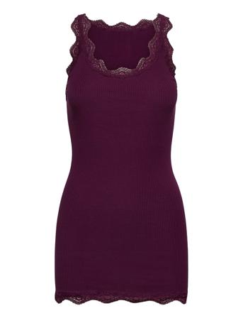 Top Long W/Vintage Lace Top Ærmeløs Top Lilla Rosemunde
