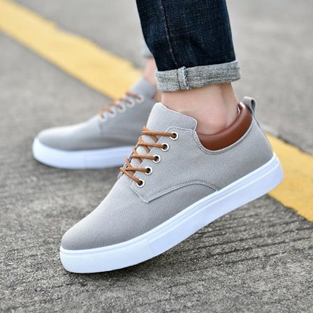 Canvas Sneakers Koreansk Stil Herre Allround Casual Sko Trendy Oversize Sneakers Til Mænd Grå Grå 42