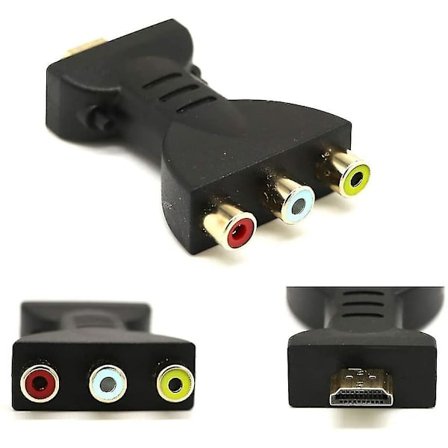 HDMI till 3 RCA-konverterare, kompositvideo-ljudadapter [DB]