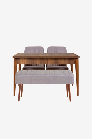 Hanah Home - Set med bord och stolar (4 delar) - Gina - Brun - Matgrupp 4 personer - Från Homeroom