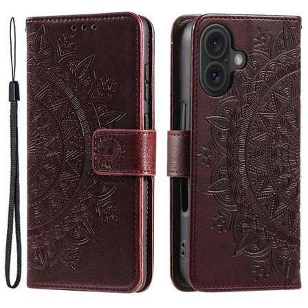 SKALO iPhone 16 Mandala lompakkokotelo - Ruskea