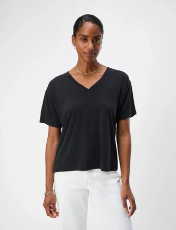 Object Objannie Re S/S V-Neck Top Noos - Black - XS
