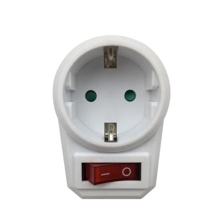 Europeisk omformerkontakt 1 til 1-veis strøm med bryter 16A AC250V