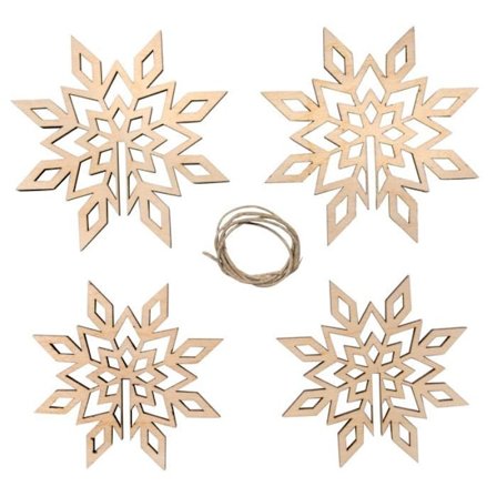 2 kpl 3D puusta tehtyjä lumihiutaleita joulukuuseen