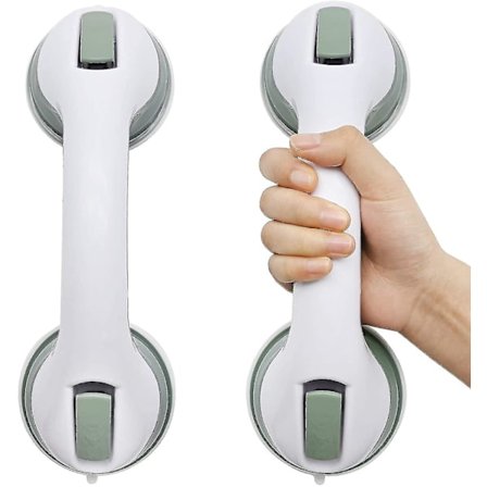 Set Of 2 Suction Cup Shower Handles - Plastic - No Drilling - Non-slip Handle