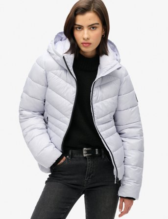 Superdry Hooded Fuji Quilt Padded Jkt - Cream - XL