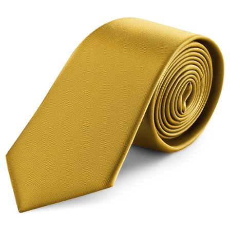 8 cm Golden Brown Satin Tie for Men - Solid color neckties