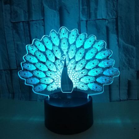 JUSTUP Nyhet Påfågel Form 3D LED Nattlampa 7 Färgförändrande Djur Påfågel Bordslampa Heminredning Gåvor Sovljus