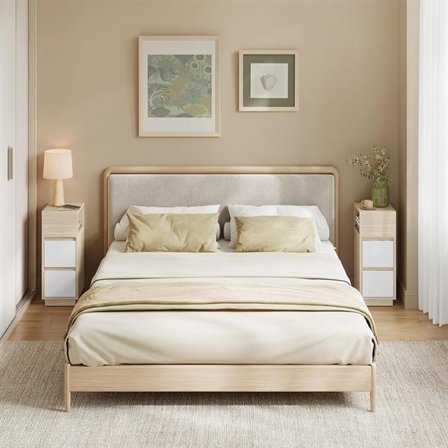 Natbord sæt med 2 stk. skuffer og hylde – Træ/Hvid