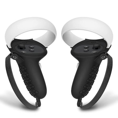 Kontrollgrepp kompatibla med Quest 2 Mjukt halkfritt silikonskydd med justerbar läderhandknogrem