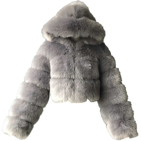 Faux Fur Pelsjakke Dame Med Hætte Cropped Bubble Frakker Fleece Kort Varm Jakke Størrelse Frakker Til Kvinder