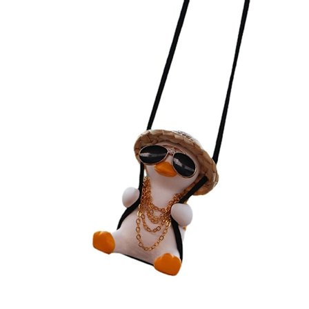 Svingende and Swingende Duck Car Hængende Ornament, Søde Bil Hængende Tilbehør til Bakspejl, Bil Vedhæng And Hængende Swing (Rig And)