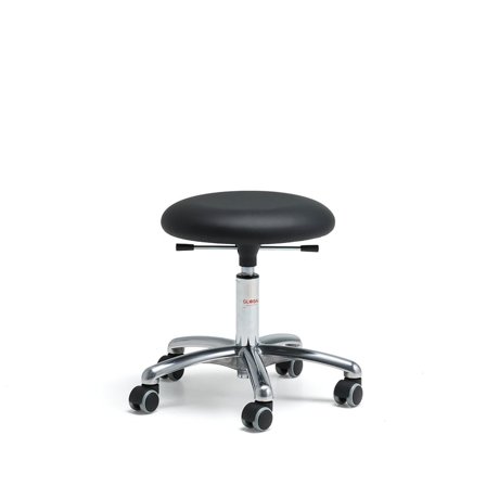 Mobiler Hocker BETA, H 430-560 mm, Kunstleder, schwarz