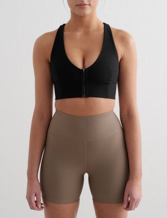 aim ́n Ribbed Performance Zipped Bra - Black - M