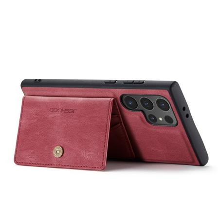 Läderplånbok med magnetiskt hållare för Galaxy S24 Ultra Röd