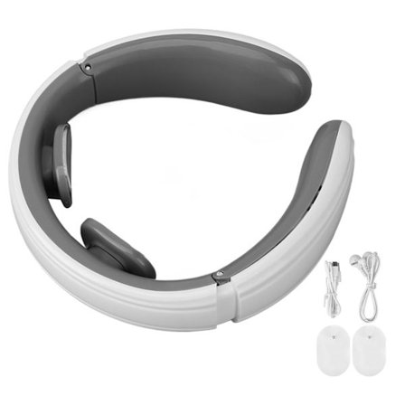 Elektrisk pulsnakkemassageapparat 6 tilstande 9 styrker Varmekompres Vibration Nakkemuskelmassageapparat Hvid