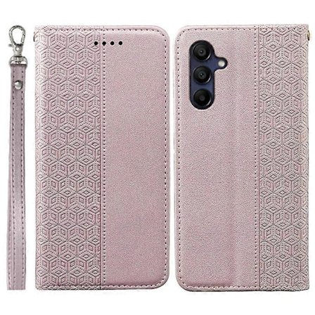 Kompatibel med Samsung Galaxy A26 5G Wallet Telefon Cover Stærk Magnetisk Ternet Mønster Præget Læder Flip Cover