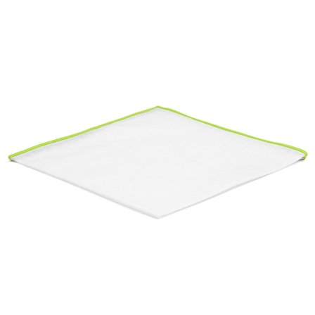 Biała poszetka z limonkowymi krawędziami dla mężczyzn - Jednokolorowe poszetki