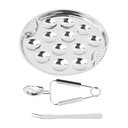 【PP】Escargot Tallerken Sett Robust Skalldyrfotet Tallerken for Kjøkken Restaurant Baking