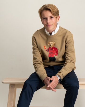 Polo Ralph Lauren Lunar New Year Polo Bear Sweatshirt Beige Genser Gutt - Kids Brand Store