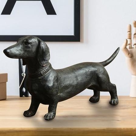 Dværggravhund Statue Have Dekoration, Stående Dværggravhund Hund Dekoration Antik Stil Harpiks Håndværk Hund Elsker Gave til Have Terrasse Græs 